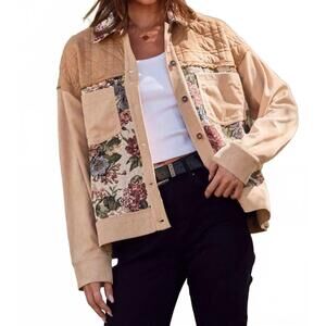 NEW ODDI colorblock patchwork jacket in taupe multi